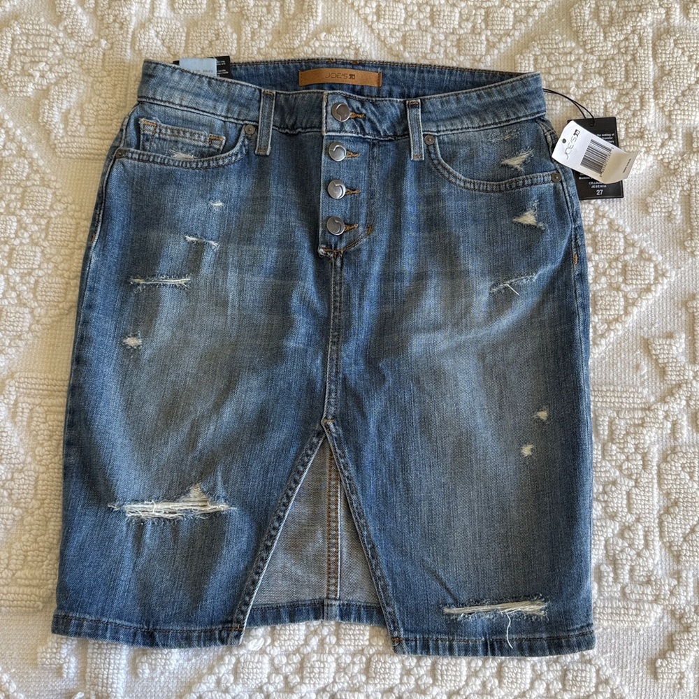 Joes brand Distressed Denim Skirt with Button Front
